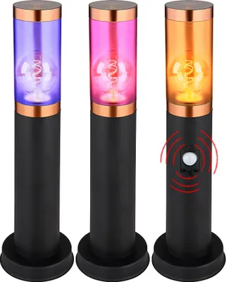 Produktbild von 3x Smart RGB LED Sockelleuchte, Bewegungsmelder, Kupfer, H 45 cm