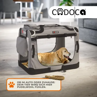 Image de CADOCA® Cage de transport S Gris pour animaux chien chat rongeur Respirant Pliable Sac de transport Matelas douillet