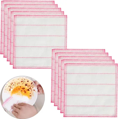 Produktbild von Küchentücher 10 Stück Mehrfachnutzung rosa und weiß 25x25 cm