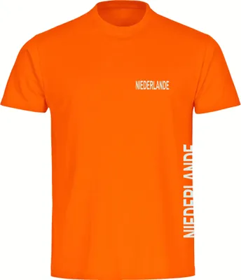 Produktbild von multifanshop Herren T-Shirt - Niederlande - Brust & Seite, orange-2, Größe L