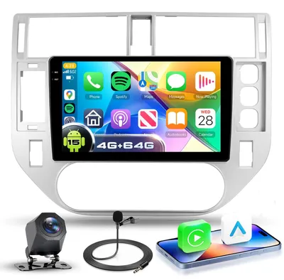 Image de Autoradio Android 15 avec 4G et 64 Go de stockage, compatible avec les modèles Ford Kuga et Escape de 2008 à 2012, écran tactile HD de 9 pouces avec Carplay/Android Auto