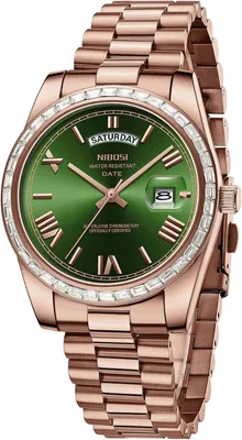 Produktbild von Herren Uhr Diamantlünette Edelstahlzifferblatt wasserdichte Business Casual Klassiker Watch mit Tag und Datumsanzeige