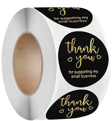 Produktbild von 500 Stück Etiketten - Cadeaubeschrift - Dekorative Sticker - "Danke"-etikett - 500 Stück - 1 Rol - Verschlussetikett - Geschenketiketten - 2,5 cm - Schwarz