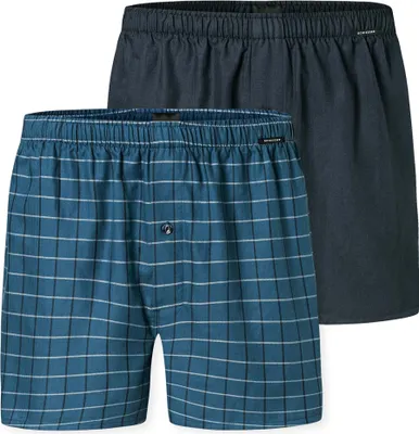 Produktbild von SCHIESSER Herren Web-Boxershorts, 2er Pack - We, Unterhose, Baumwolle Dunkelblau/Petrol L