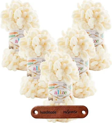 Produktbild von ALIZE Puffy 1 Strickgarn 100% Polyester für Stricken ohne Nadeln, 5 Knäuel, 0,5kg