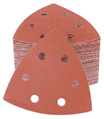Produktbild von Deltaschleifpapier 180 Körnung 100 Stück Klett 93x93x93mm 12 Löcher für Holz Metall