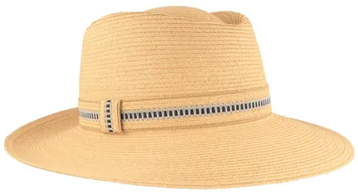 Mayser knautschbarer UV-Schutz Bortenhut Sabine aus Raffia in braun