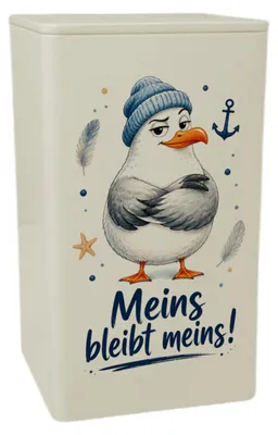 Produktbild von Dose 900ml Möwe - Aufbewahrungsdose im Küstenlook Vorratsdose Mit Spruch: Meins