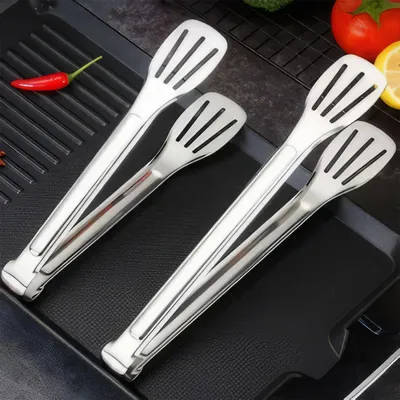 Produktbild von Set aus 2 Küchenszangen, Tortenzangen, Edelstahl-Buffetzangen, Edelstahl-Grillzangen, Edelstahl-Salatzangen für Salat, Grill (14 Zoll)