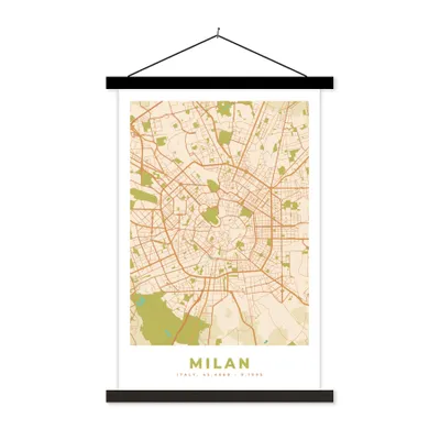 Produktbild von MuchoWow® Textilposter Mailand - Stadtplan - Vintage - Karte 120x180 cm mit schwarzem Rahmen - Fotos