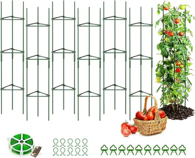 Produktbild von Tomaten Rankhilfe Set 6 Stück 120 cm Höhe Tomate Kletterpflanzen Clips Garten