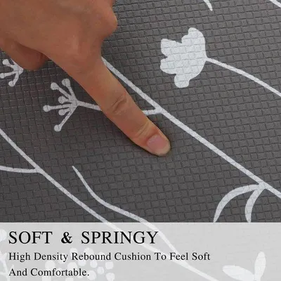 Image de Lot de 2 tapis de cuisine pratiques - tapis de cuisine PVC antidérapant - confort et sécurité - évier de cuisine - buanderie - tapis de cuisine lavable - 43 x 120 cm - 43 x 75 cm