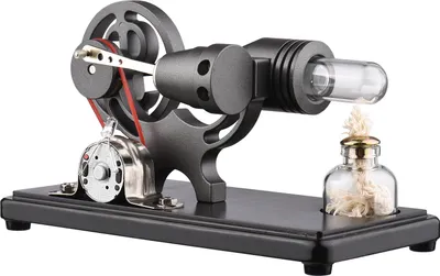 Obrázek produktu pro Horkovzdušný Stirlingův motor Model motoru Elektřina Generátor elektřiny s LED Fyzikální vědecký experiment s bukovou základnou Vzdělávací hračka Dárek k narozeninám Fyzikální laboratorní sady