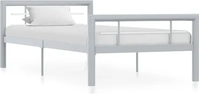 Produktbild von The Living Store Bettgestell Grau und Weiß Metall 100 × 200 cm