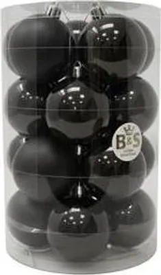Immagine prodotto di B&S Baubles di Natale | Nero | 16 pezzi | 8xOpaco | 8xLucido | Ø 8 cm | Vetro