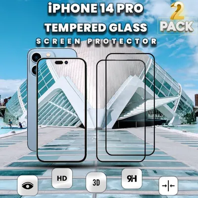 Obrázek produktu pro 2-balení iPhone 14 Pro Ochranné sklo na displej - Tvrzené sklo 9H - Super kvalita 3D