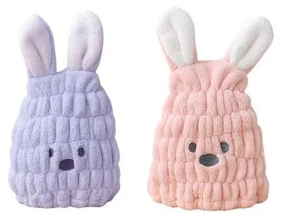 Image de Solidchoice - Bonnet de séchage pour cheveux en velours corail, doux pour le cuir chevelu
