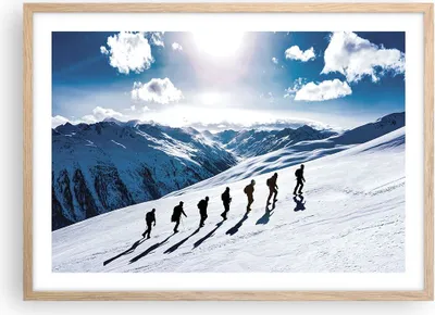Produktbild von Gerahmtes Poster - Rahmen in heller Eiche - Berg Wanderung Gipfel - 70x50 cm - Wand Bild - Wanddeko - Wandbilder - Kunstposter - Wandposter - Bilderrahmen - Bilder - Kunstdruck - P2NAA70x50-4803