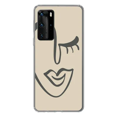 Produktbild von MuchoWow® Handyhülle Schutzhülle Hülle für Huawei P40 Pro Frau - Gesicht - Kunst Silikon Softcase Handy Hülle - Schutz