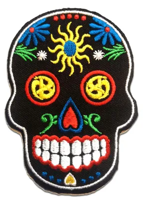 Produktbild von Totenkopf Skelett - Aufnäher, Bügelbild, Aufbügler, Applikationen, Patches, Flicken, Zum Aufbügeln, Größe: 6.4 x 9 cm