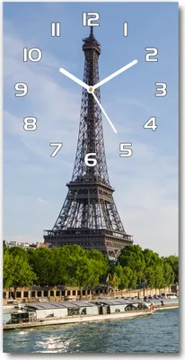 Produktbild von Wanduhr aus Glas – 30x60 cm - Glasbild - Glasuhr - Gehärtetes Glas -Eiffelturm Paris