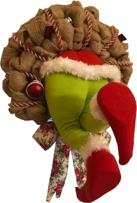 Produktbild von Christmas Wreath Door Wreath Christmas Decoration Wreath Christmas Tree Ornament Grinch Filled Ivory Christmas Wreath for Fireplace Door Party Home Decoration 30 x 40 cm.