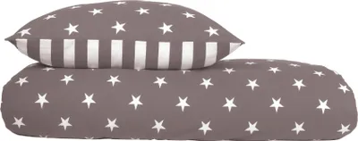 Produktbild von Schiesser Bettwäscheset Sterne | 2-teilig | Sterne | Feinbiber | 100% Baumwolle | Reißverschluss | 155x220cm + 80x80cm | Taupe