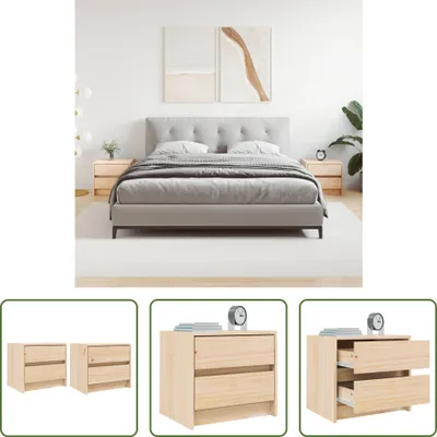 Produktbild von The Living Store Nachttische 2 Stk. 40x31x35,5 cm Massivholz Kiefer