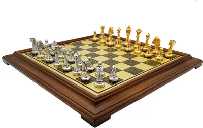 Produktbild von Italienisches Schachset Staunton Gold/Silber + Schachbrett 48