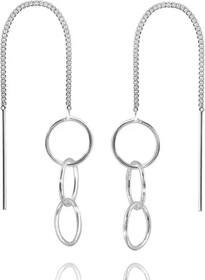 Produktbild von MATERIA 925 Silber Ohrringe Durchzieher - Damen Ohrhänger lang Ringe inkl. Schmuck Schachtel #SO-224