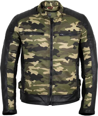 Produktbild von Herren Motorrad Jacke Bikerjacke mit Protektoren in Jeans Camo Schwarz Tan(Camo Grün,3XL)