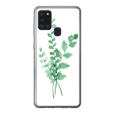 Produktbild von MuchoWow® Handyhülle Schutzhülle Hülle für Samsung Galaxy A21s Aquarelle - Blätter - Pflanzen Silikon Softcase Handy Hülle - Hartschale