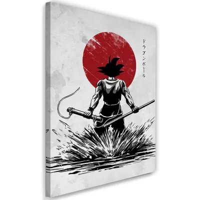 Image de Toile anime-manga-samurai 40x60 cm Feeby rouge tableau mural prêt à accrocher