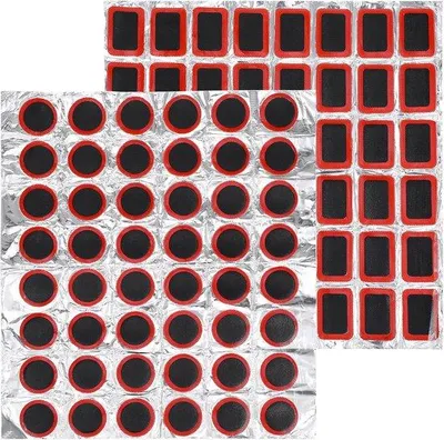 Immagine prodotto di Kit di riparazione per pneumatici di bicicletta - 96 pezzi - Toppe per pneumatici da bicicletta - Kit di riparazione per biciclette - Attrezzi per bicicletta - Non autoadesivi - Kit di riparazione per veicoli