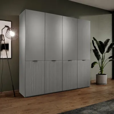 Produktbild von Modularer Kleiderschrank ZEN Grau Matt Rillenfront 4-türig Schrank