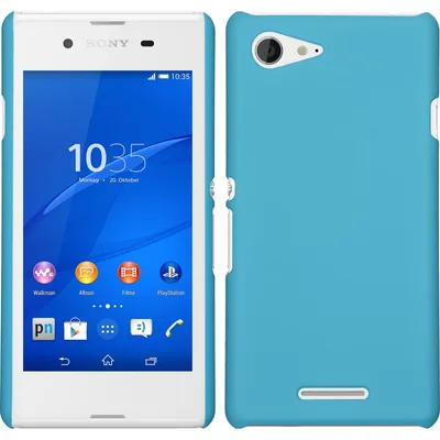 Produktbild von PhoneNatic Case kompatibel mit Sony Xperia E3 - Hülle hellblau gummiert Hard-case + 2 Schutzfolien