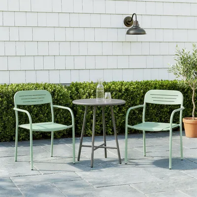 Produktbild von Sweiko Gartenstühle 2er Set Stapelbare Terrassenstühle mit Lamelldesign Armlehnen 56 x 58 x 78 cm Grün