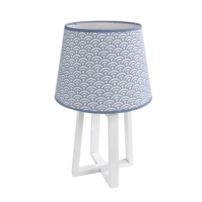 Image de Lampe pied bois wave bleu