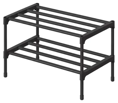 Produktbild von Schuhregal 2 Ebenen aus Metall | Schwarz | 45x30x37cm