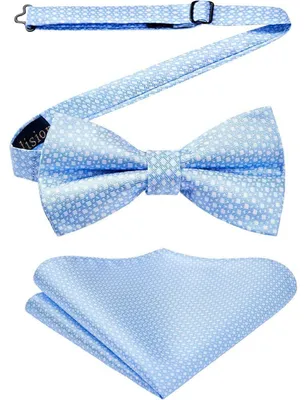 Produktbild von Herren Fliege mit Einstecktuch Set Hellblau Vorgebunden Polyester Geschenkbox