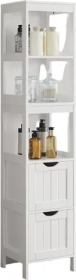Obrázok produktu pre Kúpeľňová skrinka Rootz Tall – voľne stojaca úložná skrinka – elegantný kúpeľňový nábytok – úzky dizajn šetriaci miesto – 30 x 30 x 141,5 cm