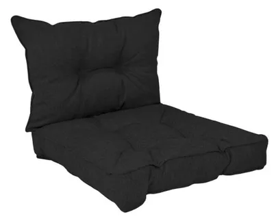 Zdjęcie produktu dla Zestaw 2 Poduszek Ogrodowych Pikowanych na Krzesło czarny 50x50 + 50x40