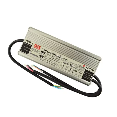 Obrázek produktu pro MEANWELL HLG-320H-24B, instalační zdroj LED AC-DC, kovové pouzdro, IP67 320W 24V 13,3A CV+CC stmívatelný