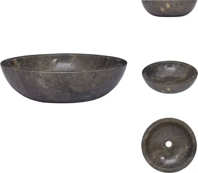 Immagine prodotto di vidaXL Lavabo grigio Ø40x12 cm in marmo - Lavabo da bagno