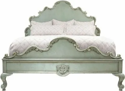 Produktbild von Casa Padrino Luxus Barock Doppelbett Antik Mintgrün - Prunkvolles Massivholz Bett mit Kopfteil - Schlafzimmer Möbel im Barockstil