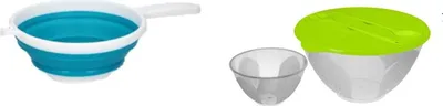 Produktbild von Salat Salatschüssel Set, 3-teilig + + Silikon Sieb Faltbarer mit Griff von Conny Clever®