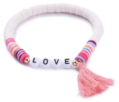 Produktbild von LOVE Liebe Perlenarmband Armband Glücksarmband Vinyl Perlen Quaste Freundschaft