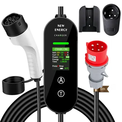 Obrázok produktu pre Mobilná nabíjacía stanica 11 kW - Nastaviteľný nabíjací prúd 16 A - 5 metrový kábel