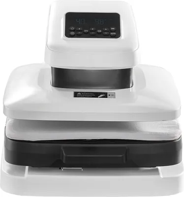 Obrázok produktu pre SucceBuy Automatický tepelný lis (38 x 38 cm) na tričká s automatickým otváraním a nastaviteľným tlakom, digitálny displej, transferový lis na sublimáciu, vinyl a tepelný transfer, biely