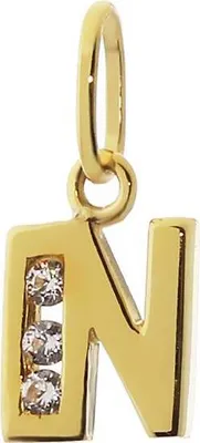 Produktbild von Buchstabe N 8 Karat 333 Gelbgold Kettenanhänger Klein 8mm Alphabet Zirkonia 9235